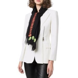 Alexander McQueen Neon Skull Scarf Black Rare Retails $430